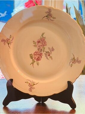 Vintage Bohemian China Plate – Pink Roses – Made in Czechoslovakia